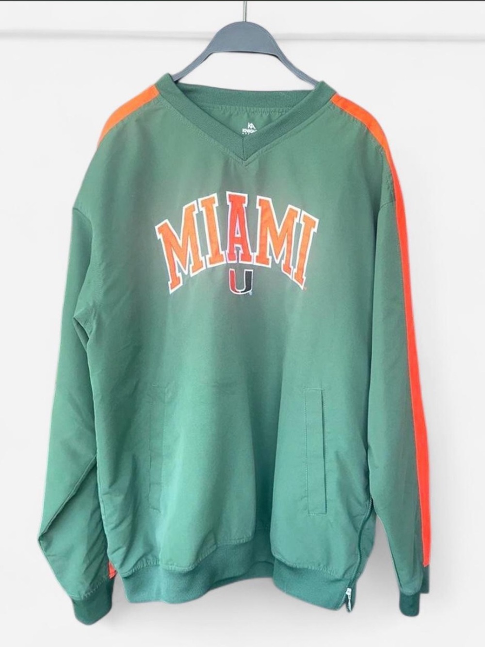 UM Miami Hurricanes Green & Orange V-Neck pullover windbrealert jacket